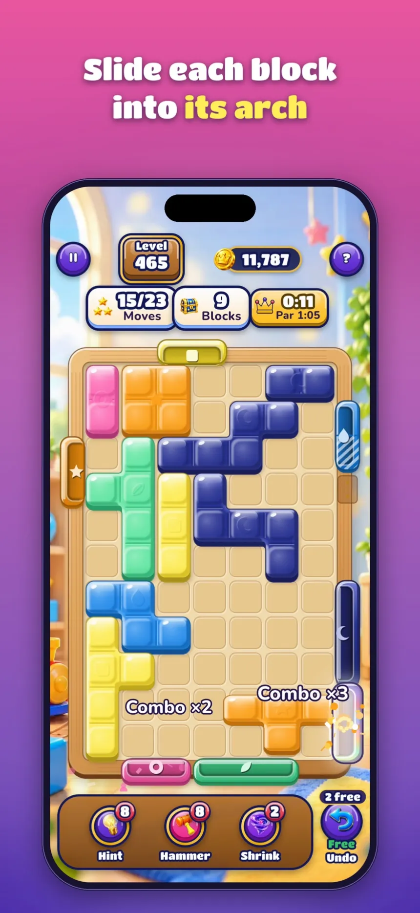 App Store screenshot of Glossy Blocks: Toy Slide: Color Block Slide & Escape